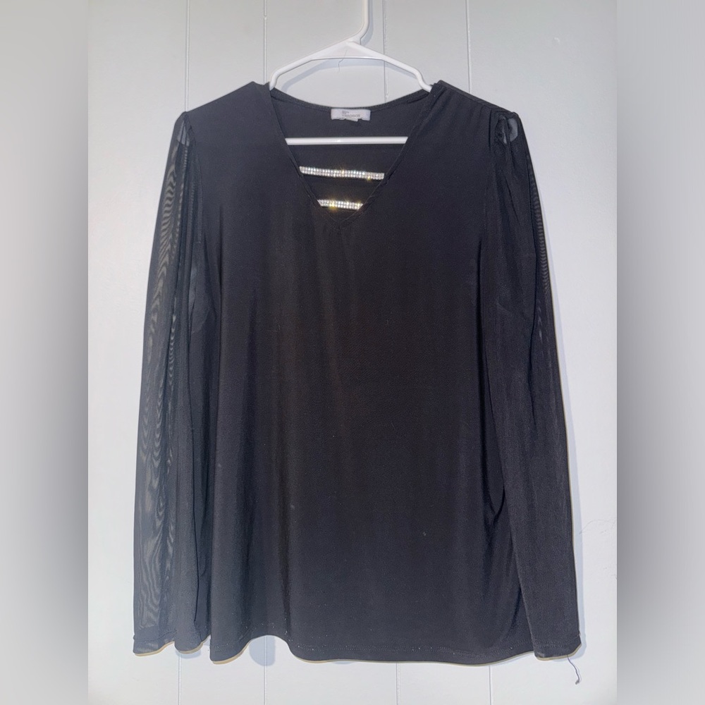 Black Long Sleeve Blouse with Jewels